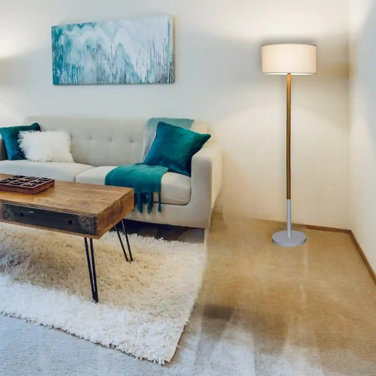 UNICOR Fusion Floor Lamp With White Cotton Shade