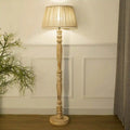 SIEMON Wood Single Light Floor Lamp With Beige Shade