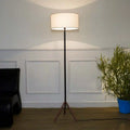 MIZUKO Matte Black and Copper Floor Lamp With Off White Cotton Shade