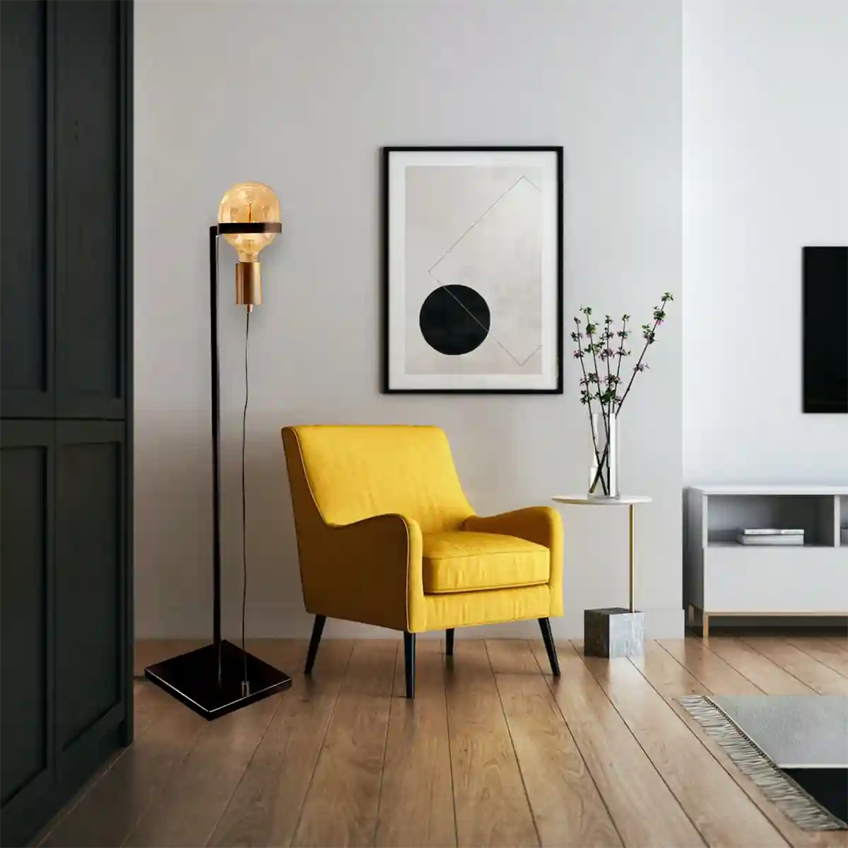 OTTELIEN Matte Black Floor Lamp