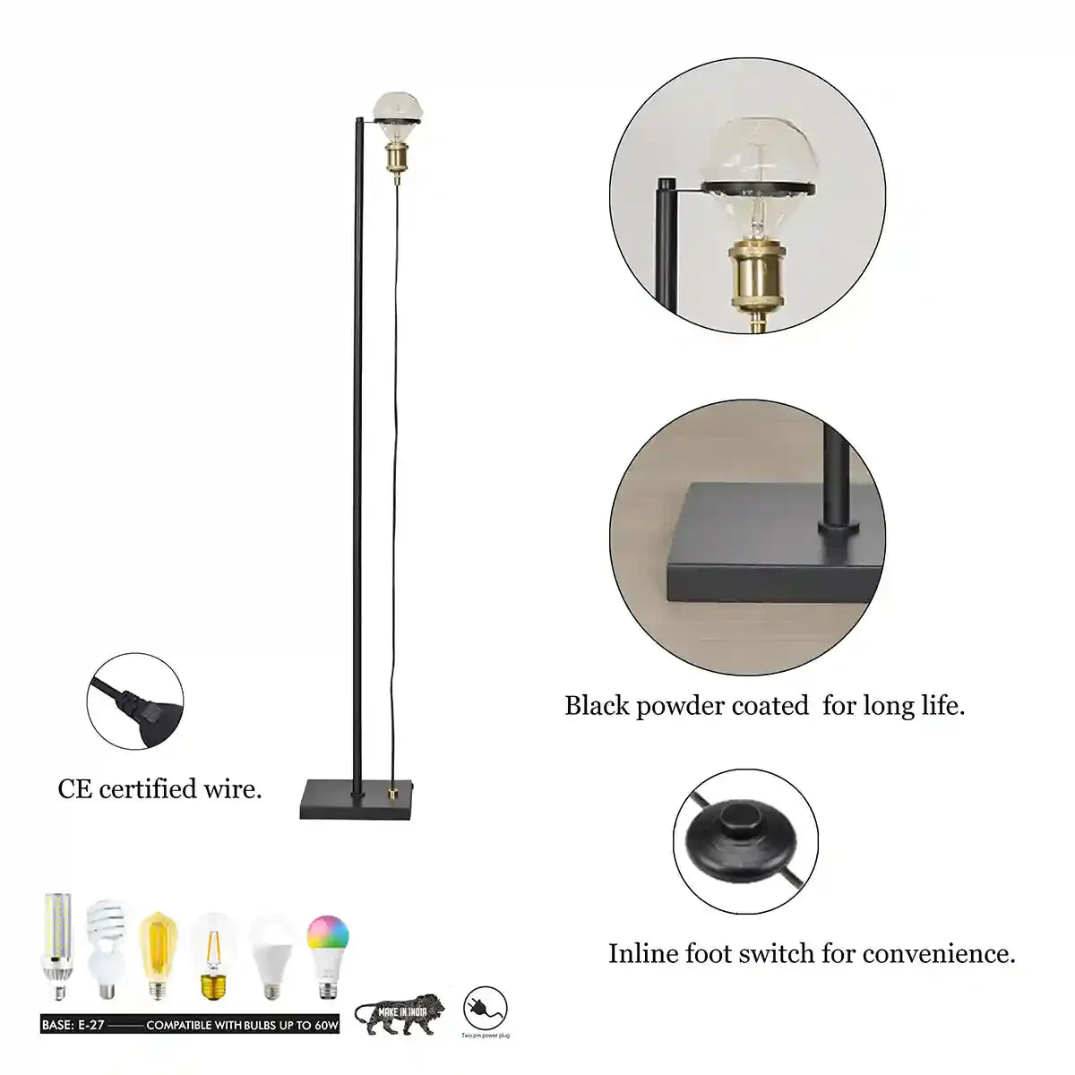 OTTELIEN Matte Black Floor Lamp