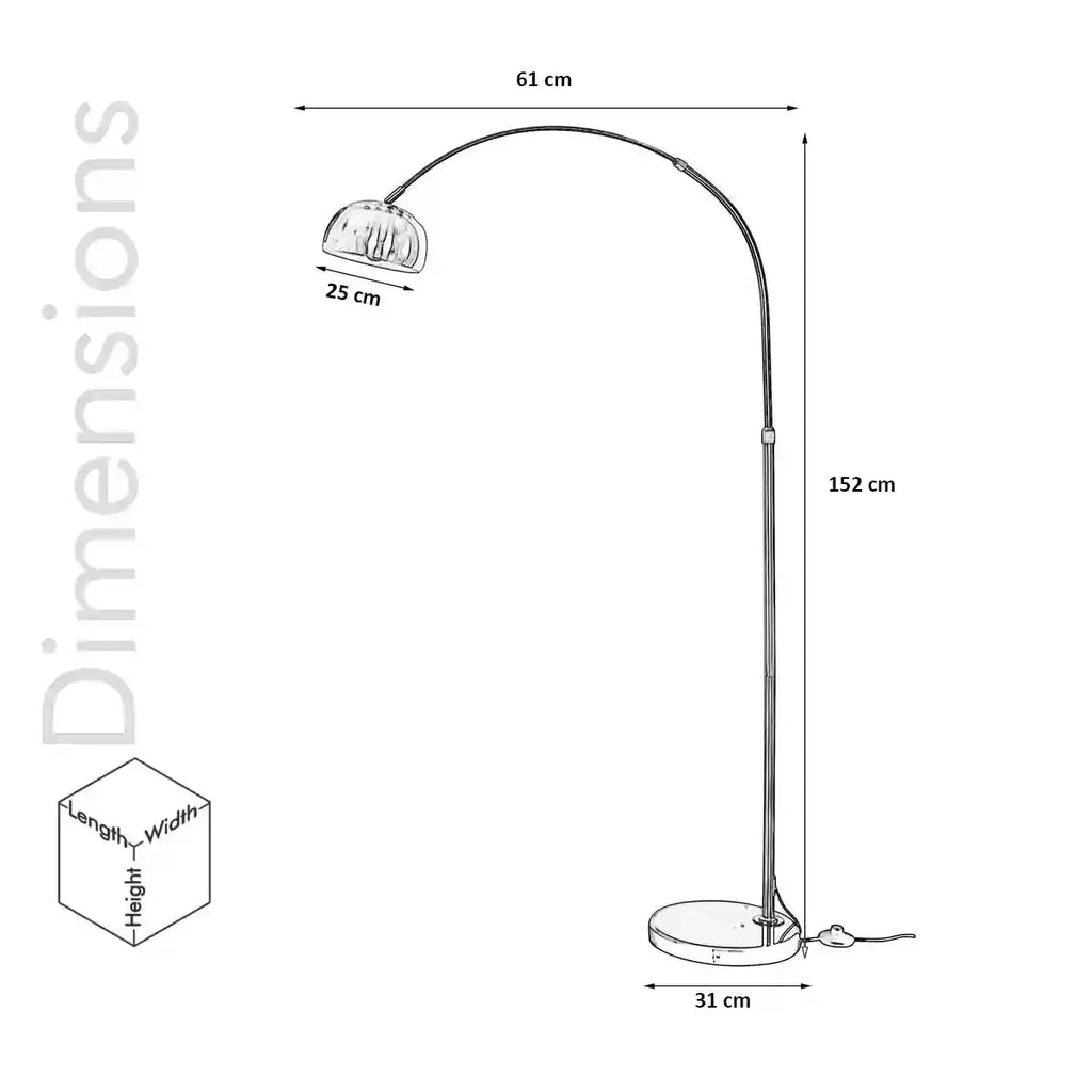 GALLOW Arc Single Light Floor Lamp in Black and Gold Finish