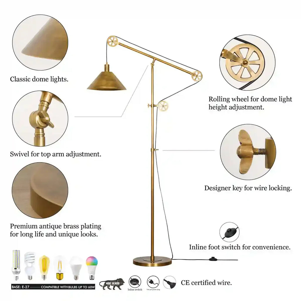 HOLBORN Classic Dome Swivel Arm Floor Lamp