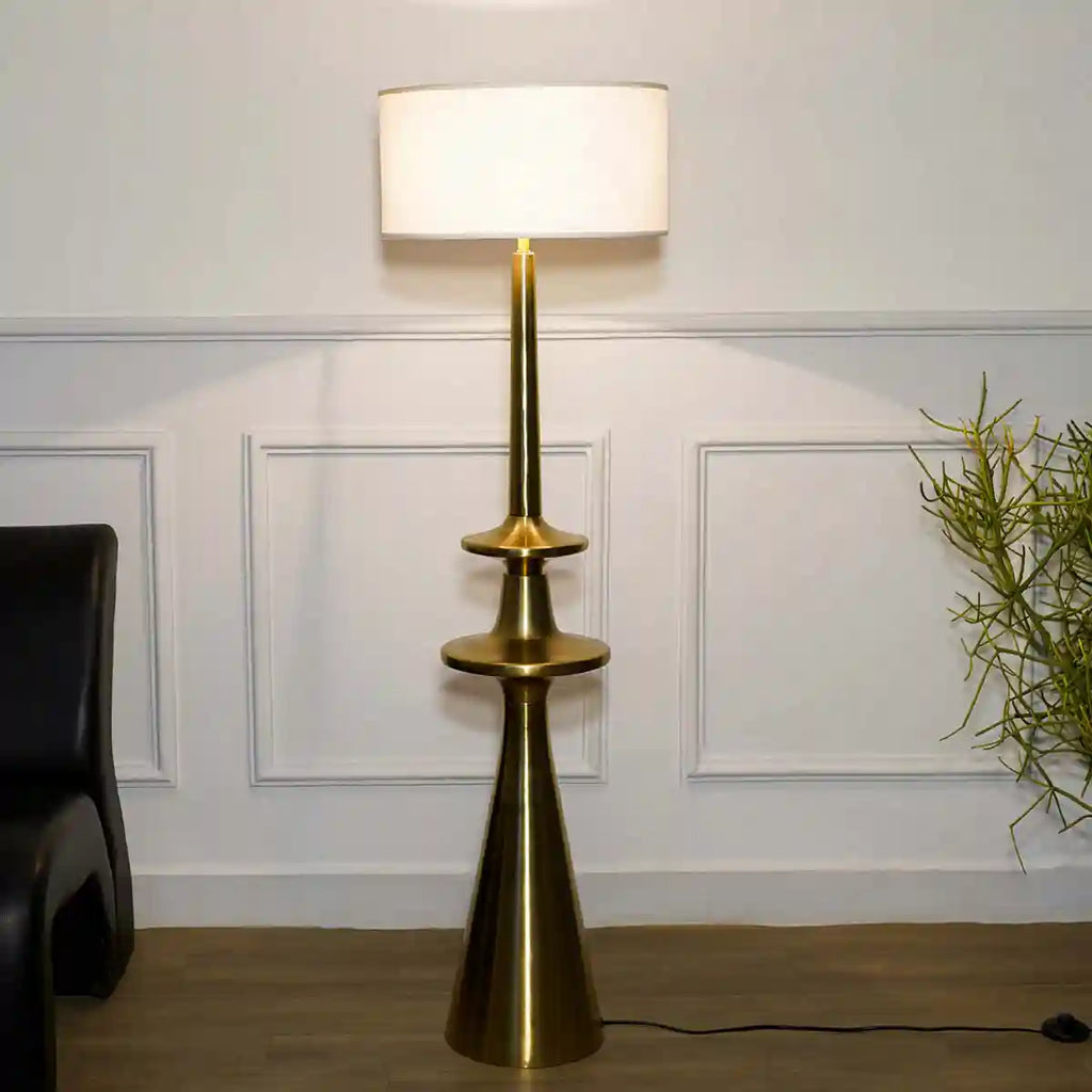 GLOUCESTER Metal Floor Lamp With White Cotton Shade