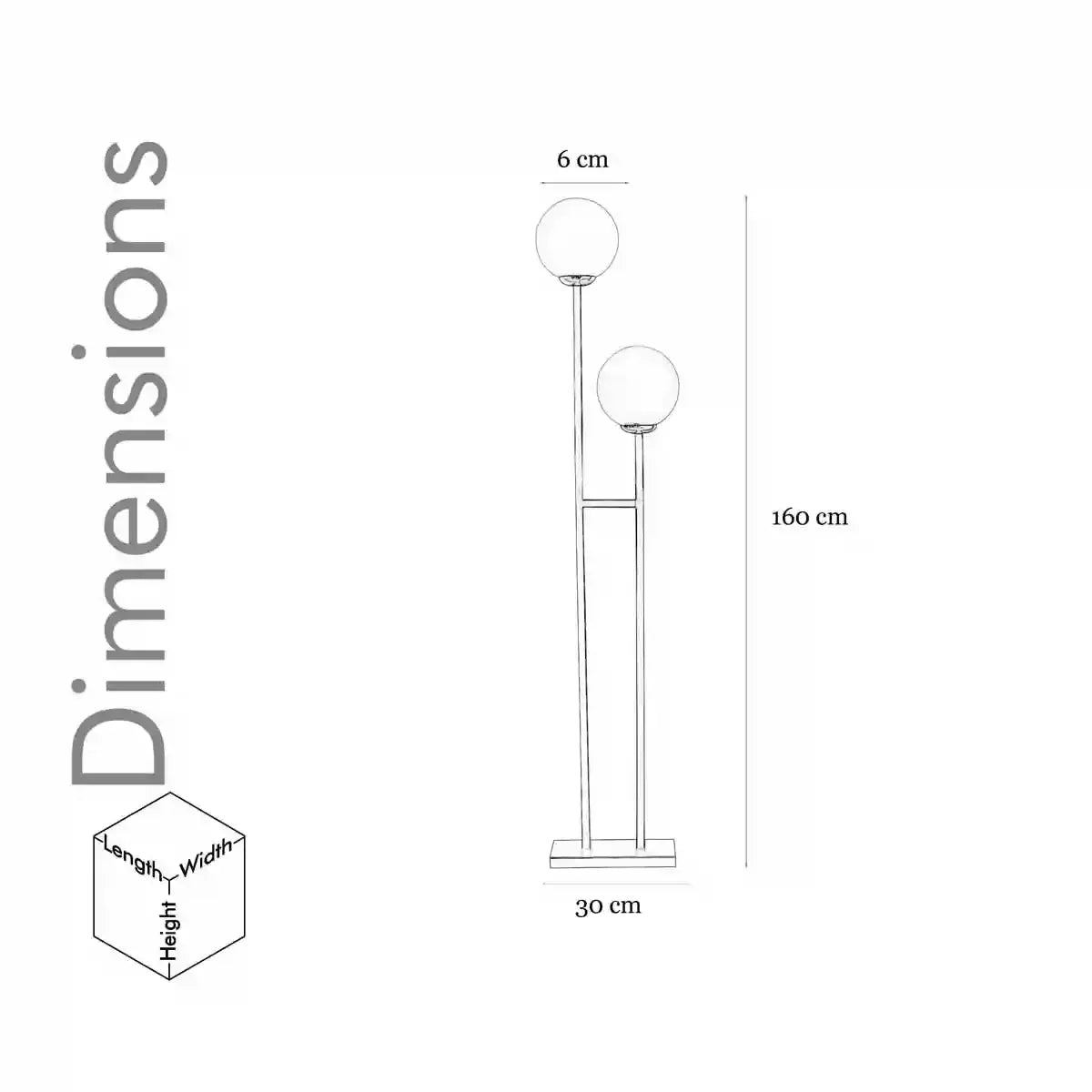 MOONLIGHT 2 Light Floor Lamp in Black Finish With Opal Glass Diffuser