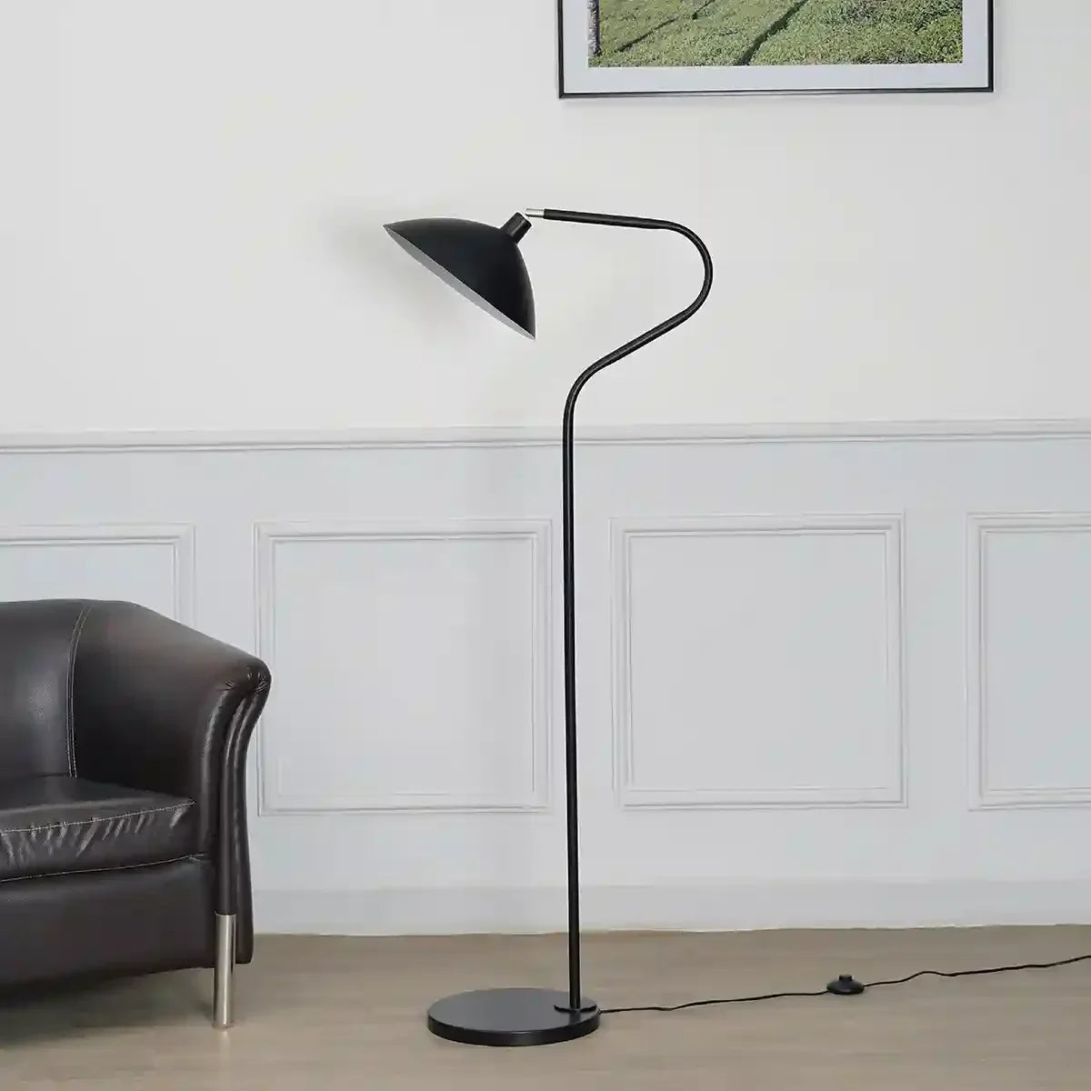 VOLTA Black Finish Metal Study Floor Lamp